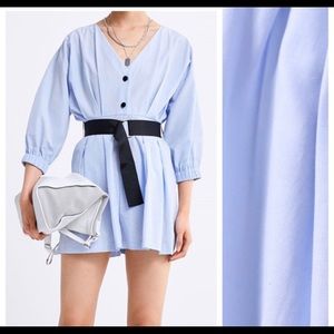 NWT. Zara Belted Poplin Short Jumpsuit Size M.